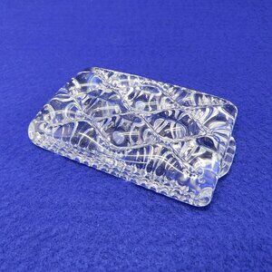 Vintage Clear Glass Paperweight with Intricate Pattern Heavy